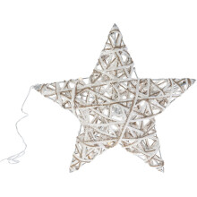 Illuminated Jute Star With Glitter | Christmas Star Light with Warm White Led Lights | Christmas Window Lights - 30cm