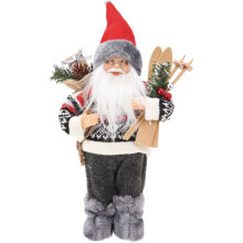Grey Nordic Standing Santa Claus Figurine | Father Christmas Doll Santa Claus Figure Ornament | Traditional Father Christmas Decorations Indoor - 30cm