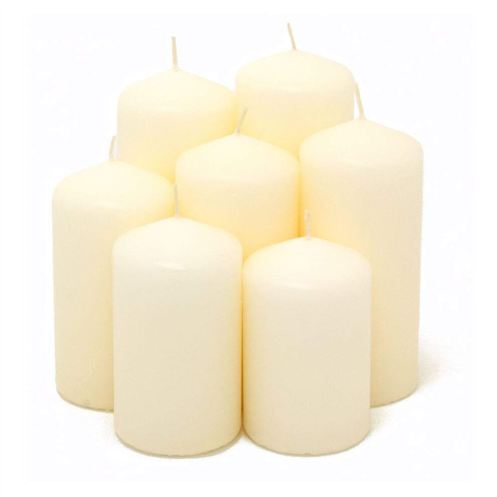 7-piece White Church Pillar Candle Set | Set of 7 Unscented Ivory Pillar Candles Tall Pillar Candles | Decorative Ivory White Church Candles