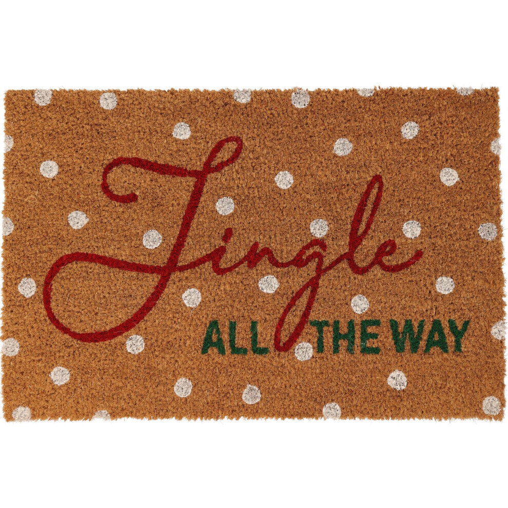 Carousel Jingle All The Way Christmas Doormat | Rectangular Entrance Christmas Welcome Door Mat | Non-Slip Pvc Backed Natural Coir Festive Doormat - 59X39cm