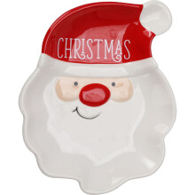 Ceramic Santa Claus Christmas Plate | Novelty Christmas Character Snack Plate | Christmas Serving Dish Snack Nibbles Bowl - 19cm