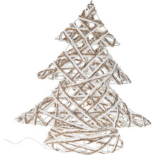 Illuminated Jute Christmas Tree With Glitter | Standing Tree Light with Warm White Led Lights | Light-up Christmas Ornament - 30cm