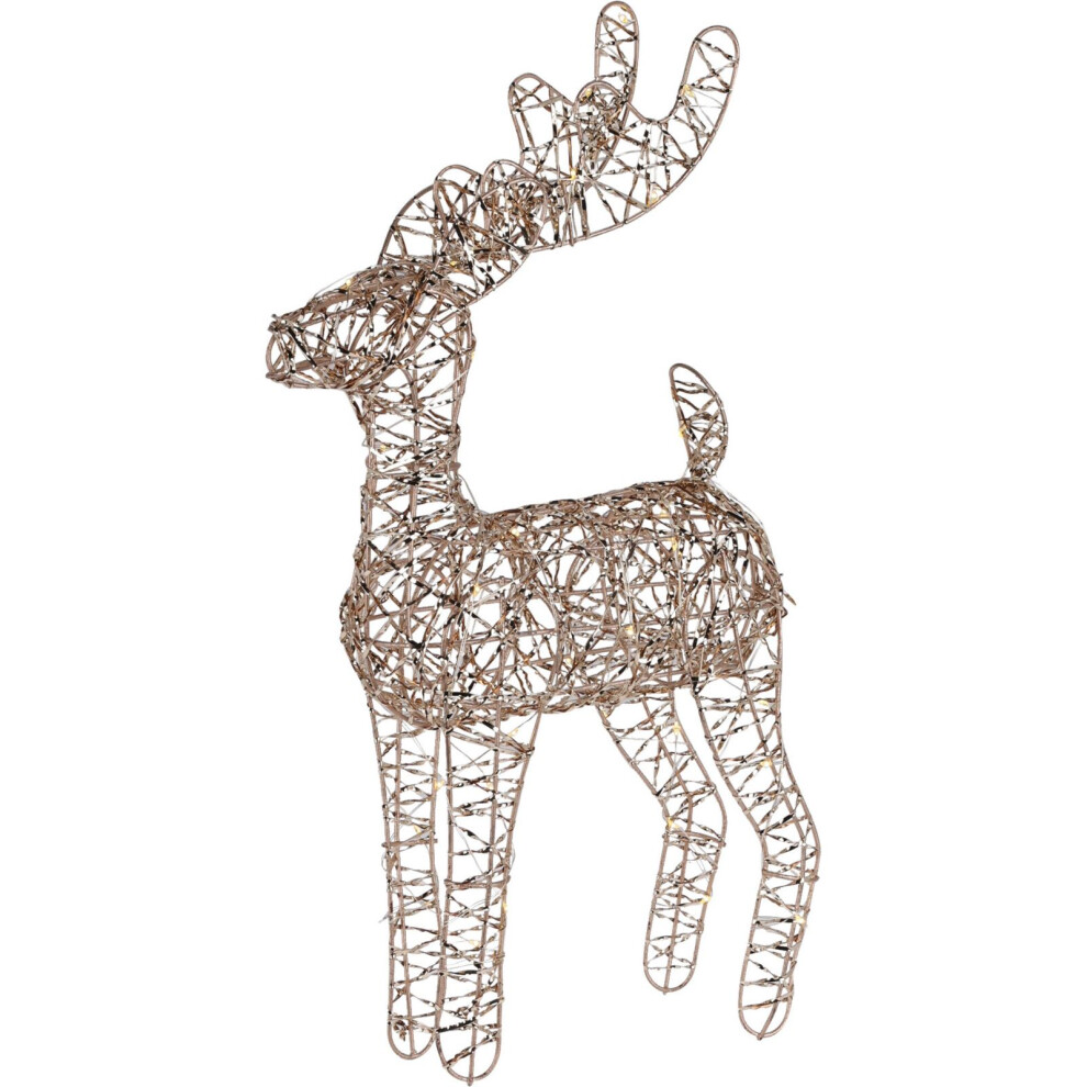 Carousel Gold Christmas Led Reindeer | Light Up Reindeer Christmas Decoration | Gold Metal Wire Standing Reindeer Christmas Ornament - 40Cm