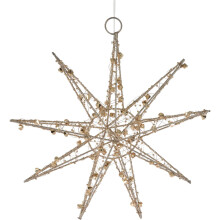 3D Gold Christmas Star Light | Diamond Star Decoration With 20 LED Lights Battery Operated | Christmas Window Lights - 32cm