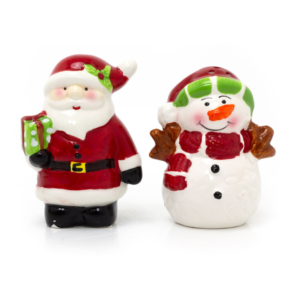 Christmas Santa & Snowman Salt and Pepper Pots | Festive Salt And Pepper Set Xmas Salt And Pepper Shakers | Christmas Characters Cruet Sets