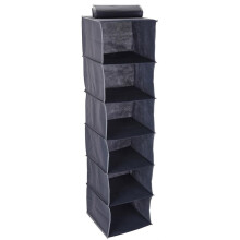 Grey Fabric Storage Organiser with 6 Compartments | Wardrobe Closet Organiser Hanging Shelves | Hanging Compartments for Clothes Rail - 120cm
