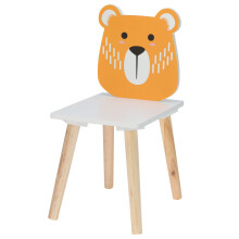 Childrenâs Wooden Bear Chair | Small Square Wooden Animal Stool for Kids | Childs Bedroom Nursery Furniture - 24x29.5x52cm
