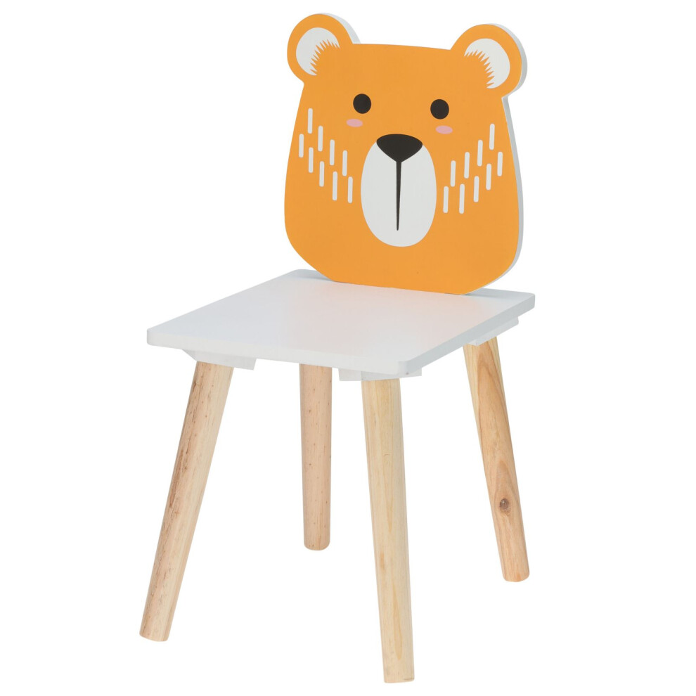 Childrenâs Wooden Bear Chair | Small Square Wooden Animal Stool for Kids | Childs Bedroom Nursery Furniture - 24x29.5x52cm