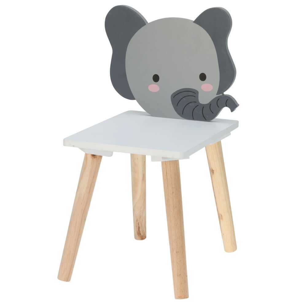 Childrenâs Wooden Elephant Chair | Small Square Wooden Animal Stool for Kids | Childs Bedroom Nursery Furniture - 24x29.5x52cm