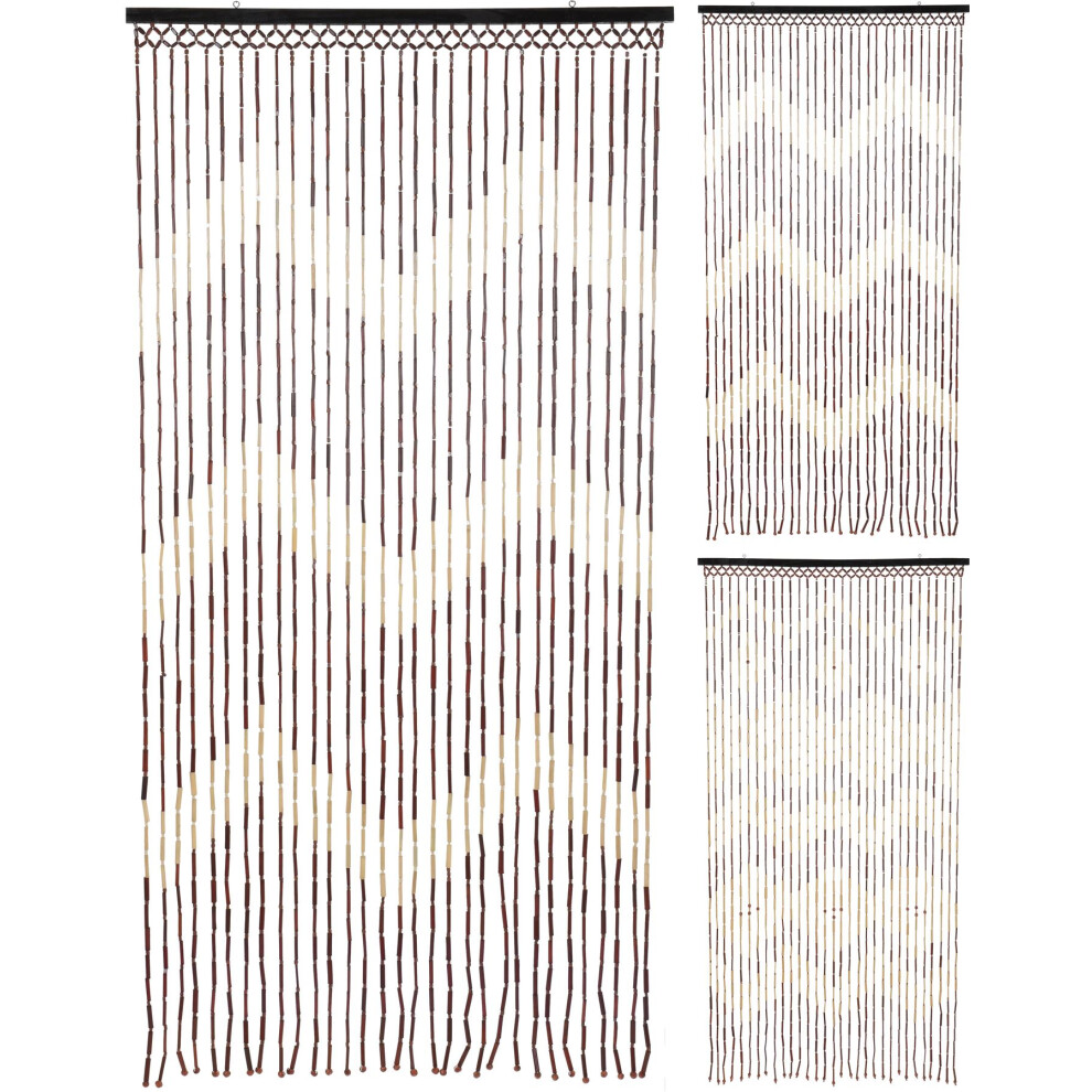 Natural Beaded Bamboo Hanging Patterned Fly Insect Screen Door Curtain 90x180cm ~ Design Varies
