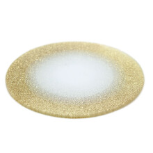 Round Glitter Glass Mirror Candle Plate Stand - Gold Sparkle Candles Coaster 15cm