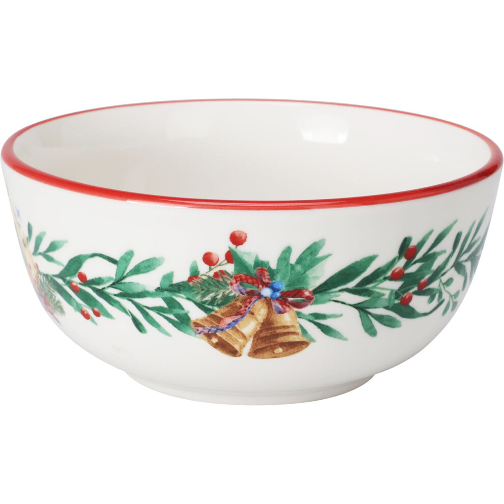Nutcracker Christmas Bowl | Round Ceramic Festive Nutcracker Bowl Christmas Tableware | Perfect For Serving Snacks, Soups, or Desserts - 500ml