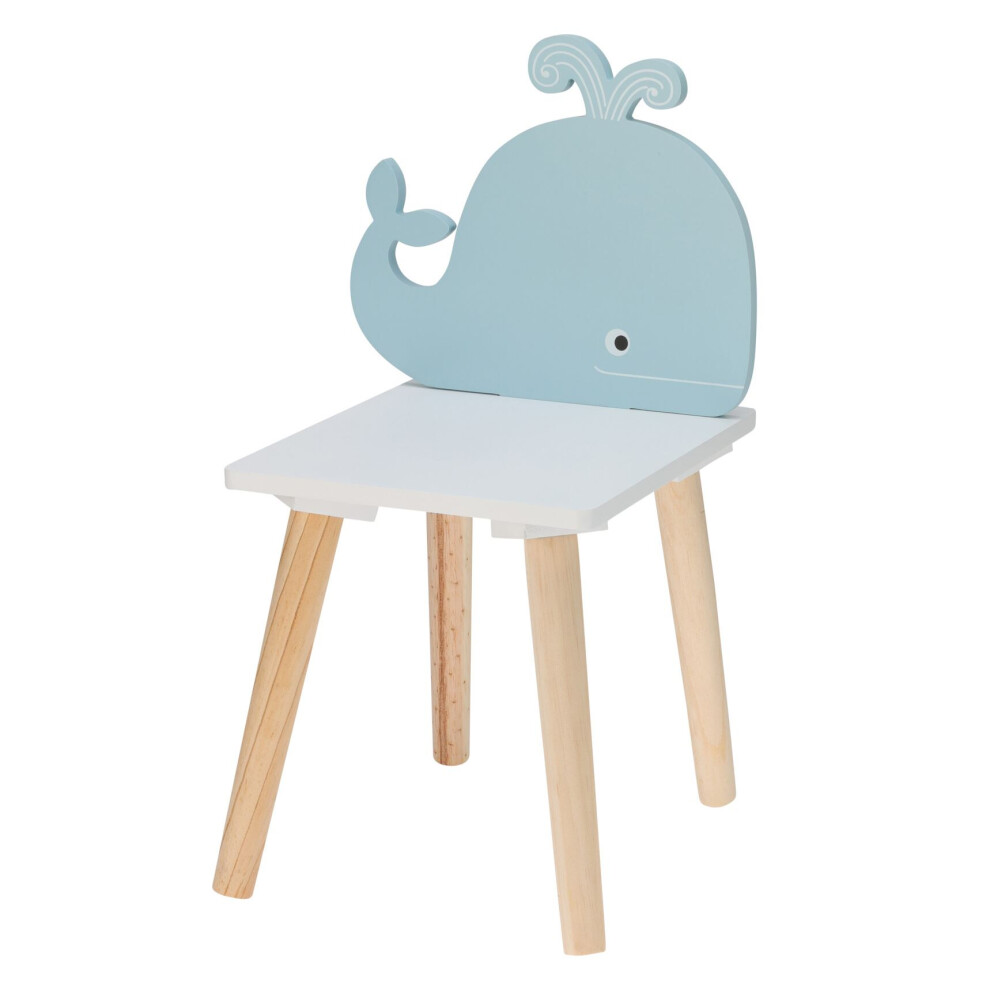 Childrenâs Wooden Whale Chair | Small Square Wooden Animal Stool for Kids | Childs Bedroom Nursery Furniture - 24x29.5x52cm