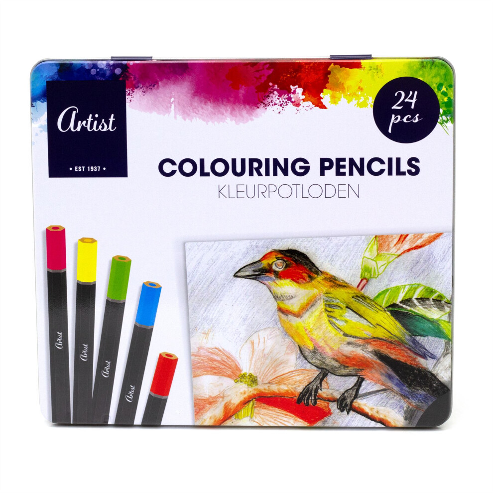 24-piece Colouring Pencil Set | Artists Sketching and Colouring Pencils | Coloured Drawing & Shading Pencils Art Set