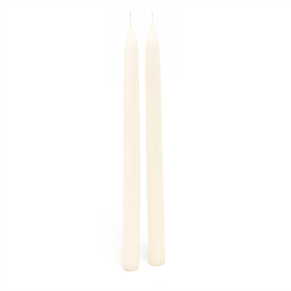 Pair Of White Tapered Dinner Candles | Traditional Tall Unscented Dinner Candles | 2 Hand-dipped Taper Candles 30cm - Colour Varies