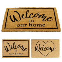 60x40cm Welcome Doormat | Rectangular Entrance Welcome Door Mat | Non-slip Pvc Backed Natural Coir Doormat - Design Varies One Supplied