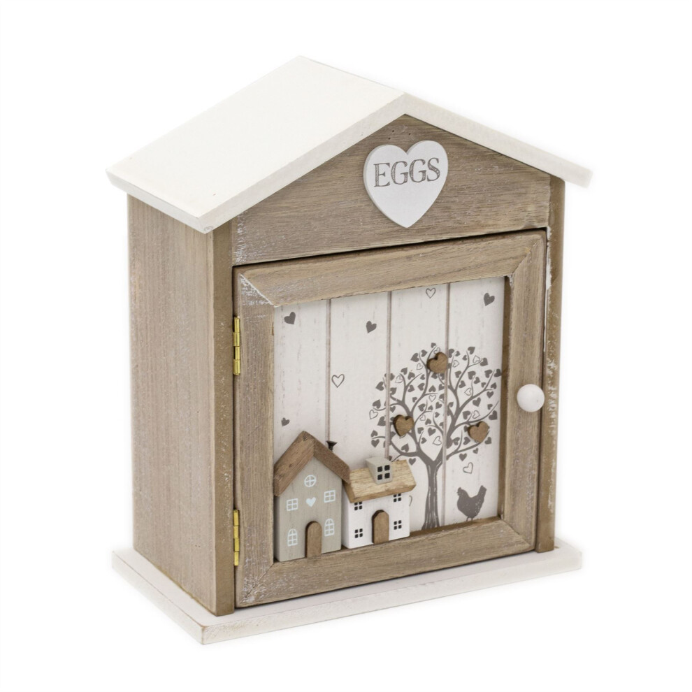Carousel Shabby Chic Hearts & Houses Wooden Egg House | Egg Holder Egg Storage Egg 6 Eggs | Wooden Egg Rack House For Six Eggs Kitchen Egg Box