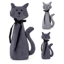 30cm Velvet Cat Doorstop | Novelty Indoor Grey Cat Doorstops Animal Doorstop | Decorative Weighted Cat Door Stopper - Colour Varies One Supplied