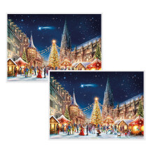 Pack of 2 Freiburg Cathedral Advent Calendar Card | Christmas Advent Calendar Greetings Card with Envelope | Door Advent Calendar - 15.5x11cm