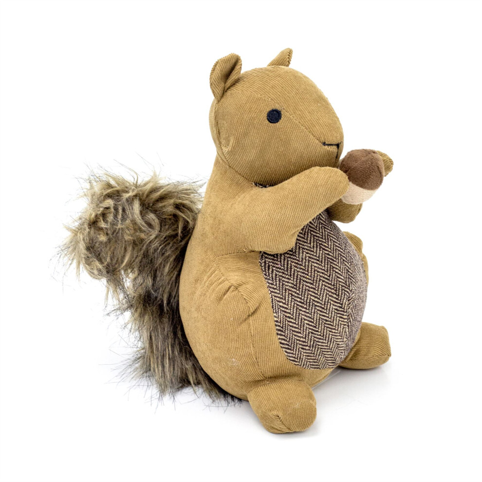 Carousel Squirrel With Nut Doorstop | Squirrel Shaped Door Stop Fabric Animal Doorstop | Decorative Weighted Dog Door Stopper - Brown