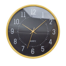 32cm Modern Scandi Round Bamboo Wall Clock | Wall-mounted Clock Wooden Clock | Bamboo Wood Hanging Clock - Black