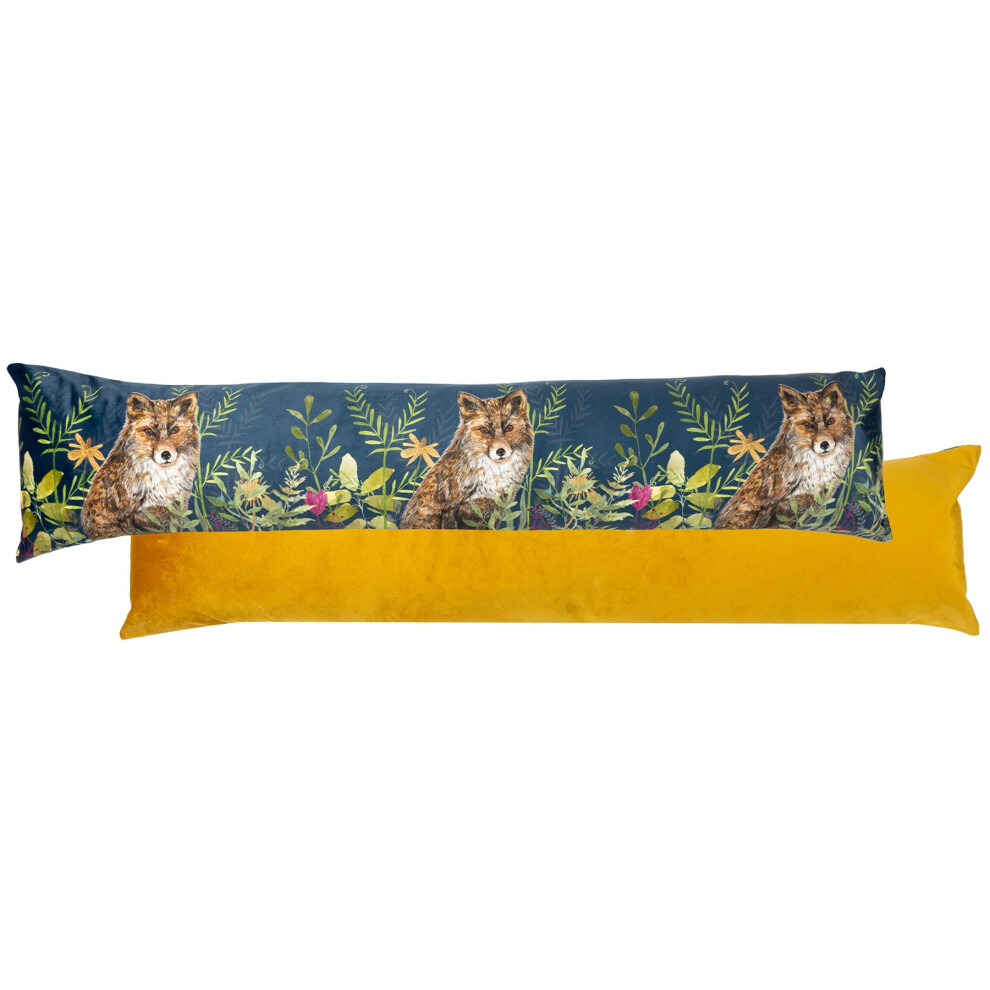 Willow Fox Draught Excluder | Curious Foxes Draught Excluder For Doors Door Draught Cushion | Velvet Fabric Draft Excluder Door Cushion - 88cm