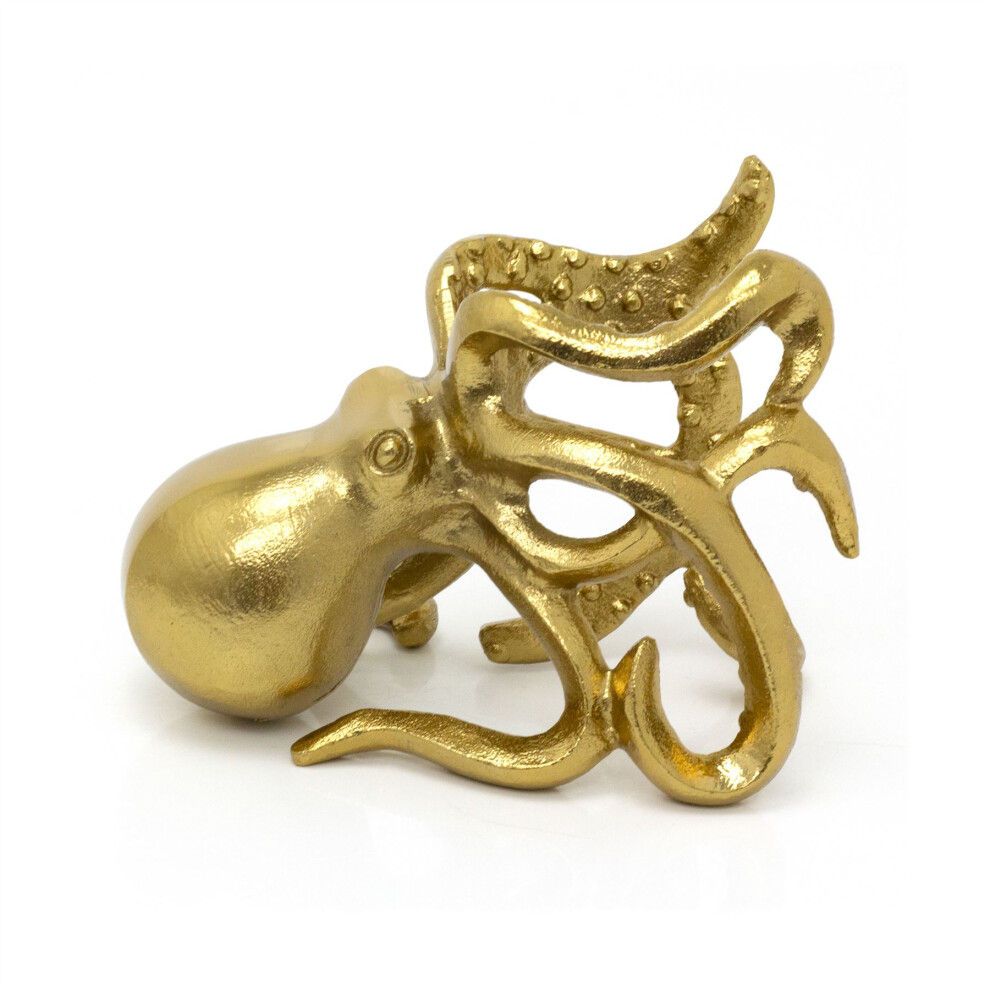 Gold Metal Octopus Wine Holder | Nautical Table Top Wine Bottle Holder | Wine Bottle Display Stand - 15x20cm