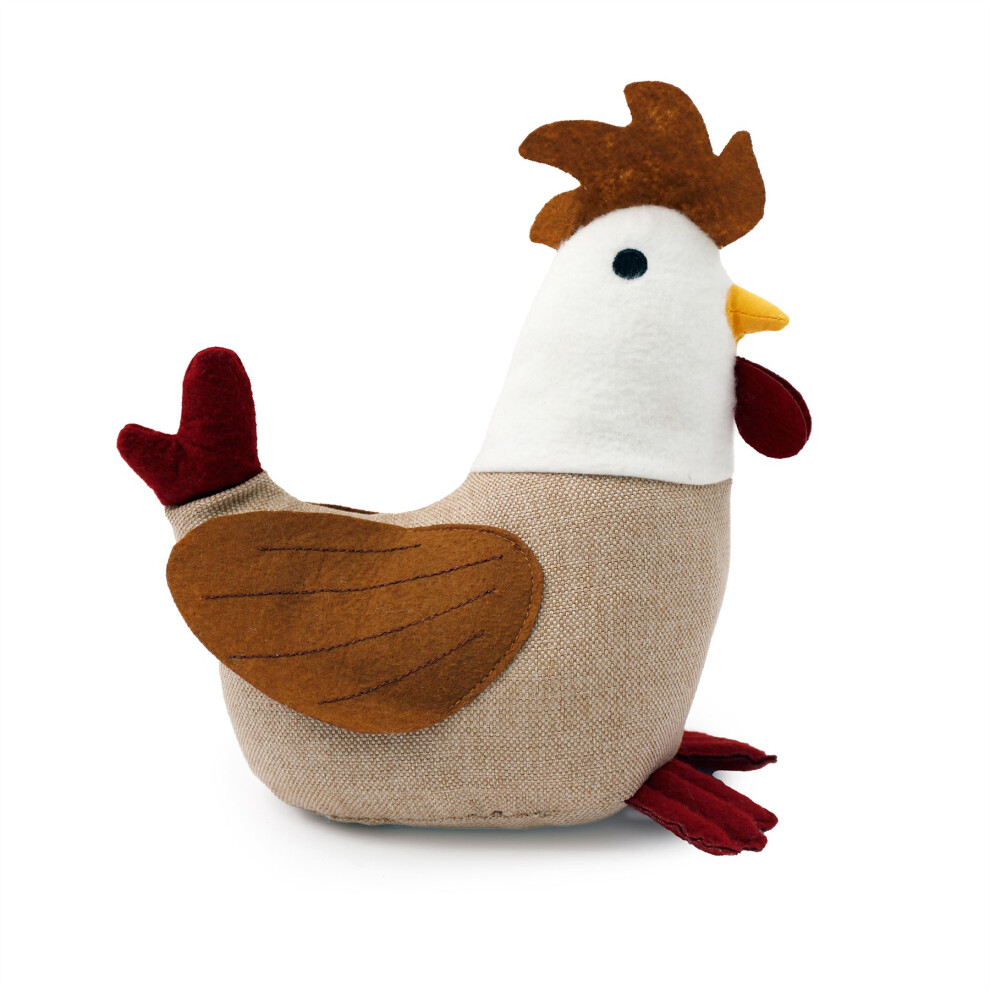 Carousel Charlie Cockerel Doorstop | Fabric Rooster Chicken Decorative Door Stop | Farmyard Animal Door Stopper - 22Cm