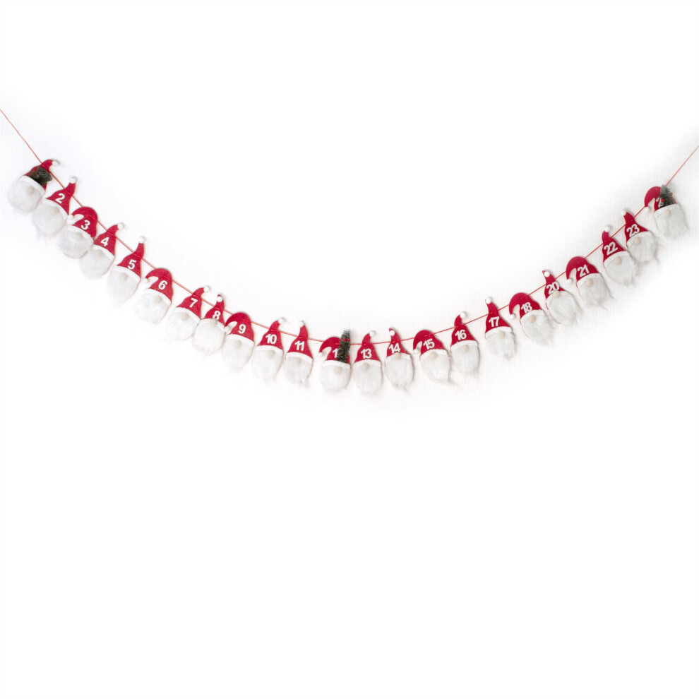 Carousel Gonks Christmas Advent Calendar | Reusable Nordic Gnome Felt Fabric 24 Pocket Advent Calendar | Christmas Advent Hanging Calendar -300Cm