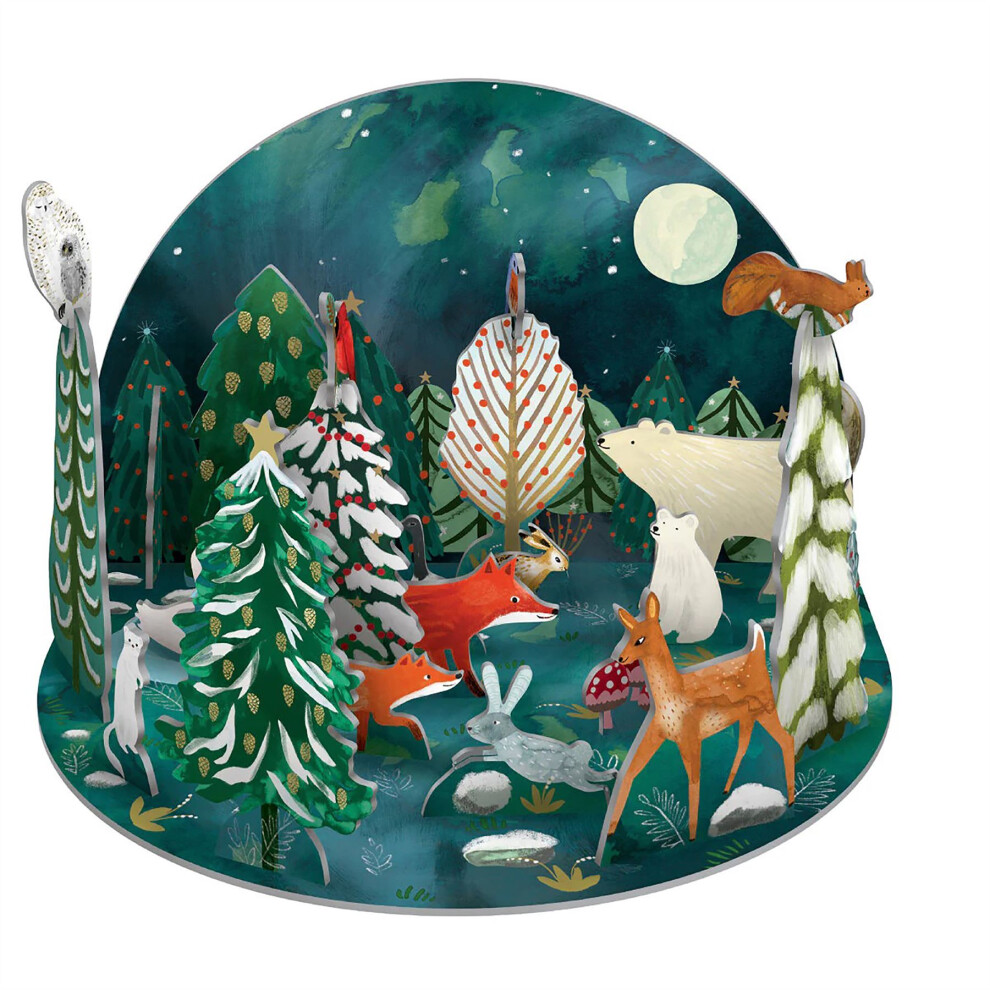 Carousel Northern Lights 3D Pop & Slot Christmas Advent Calendar | Pop-Up Advent Calendar Freestanding Advent Calendar | Animal Advent Calendar