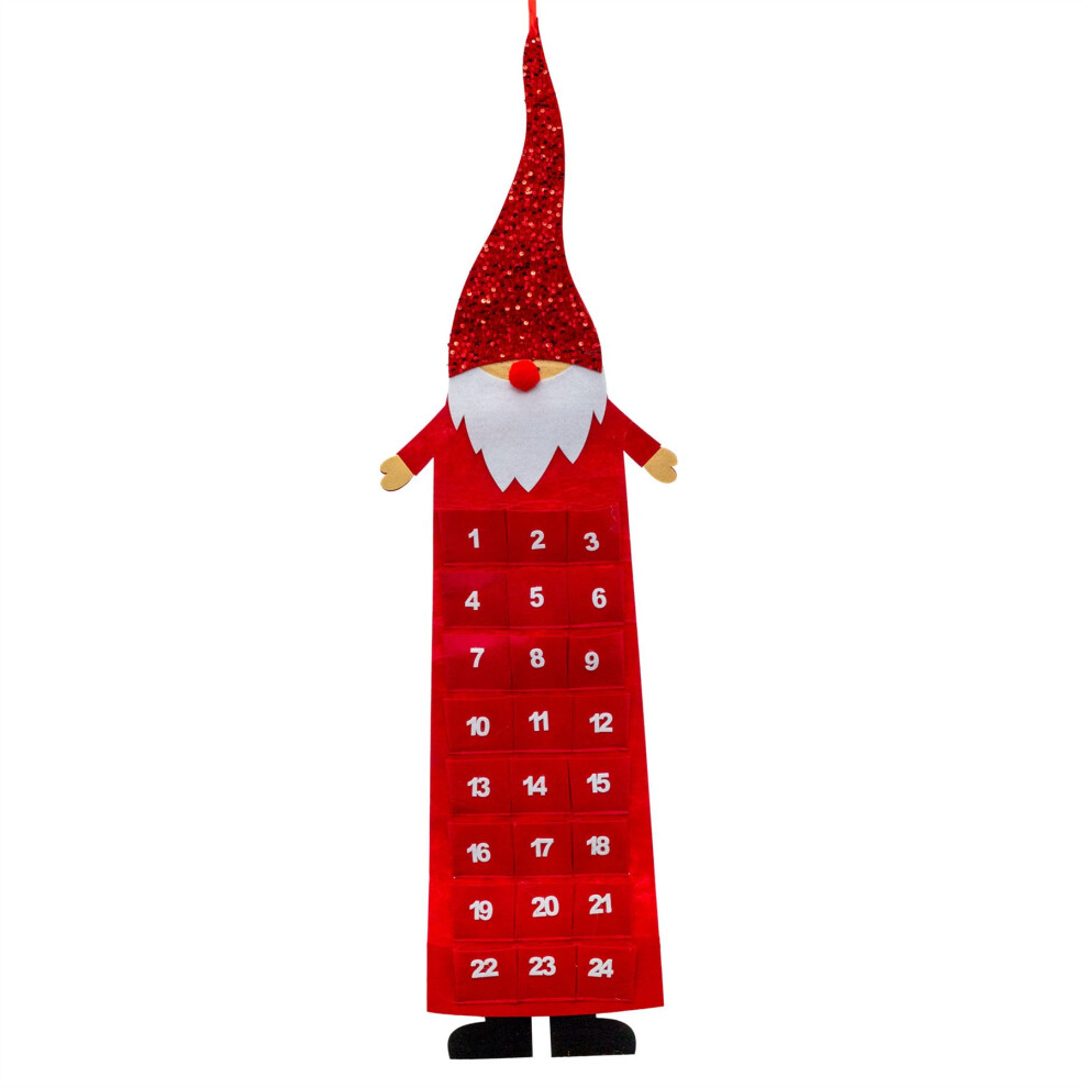 Carousel Santa Christmas Advent Calendar | Reusable Santa Claus Felt Fabric 24 Pocket Advent Calendar | Christmas Advent Hanging Calendar - 123Cm