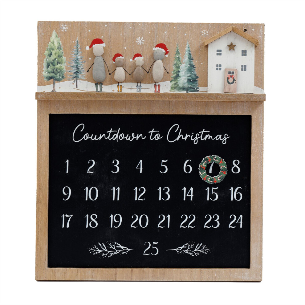 Carousel Pebble Family Christmas Advent Calendar Plaque | Magnetic Countdown To Christmas Advent Calendar Sign | Wall Mounted Reusable Advent Calendars