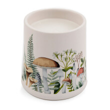 Mushroom Unscented Ceramic Candle | Floral Toadstool Ceramic Holder with White Wax Candle | Mushroom Decor - 9cm