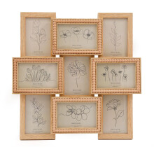 Beaded Picture Frame | 9 Multi Aperture Layered Photo Frame | Wall Mounted Photo Collage Display Family Frames - 45cm