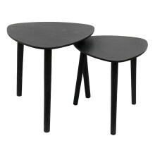 Set Of 2 Black Wooden Nesting Side Tables | 2-piece Tripod Design Living Room Accent End Tables | Modern Black Tabletop