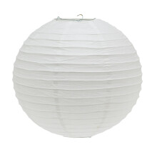 40cm Round White Paper Light Shade Lantern | Classic Bamboo Style Ribbed Paper Lampshade | Hanging Circle Ceiling Lightshade