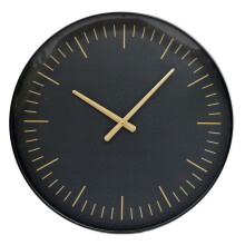 Contemporary Black And Gold Wall Clock | Large Round Decorative Wall Hanging Clock | Wall Mounted Black Clock - 50cm