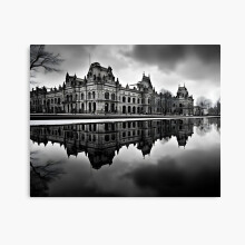 (City Reflection Black and White=2297) Canvas Print DIY Framed Kit Wall Art Room Decor 16x20 inch or 18x18"