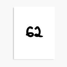 (62, sixty two, black, ninja=4712) Canvas Print DIY Framed Kit Wall Art Room Decor 16x20 inch or 18x18"