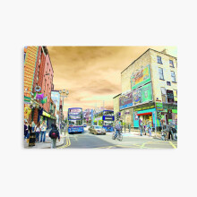 (Chrome Colorful City of Dublin, Ireland=6221) Canvas Print DIY Framed Kit Wall Art Room Decor 16x20 inch or 18x18"