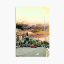(Chrome City of Dublin, Ireland a chrome yellow sky and yellow buses=7317) Canvas Print DIY Framed Kit Wall Art Room Decor 16x20 inch or 18x18"