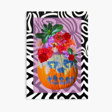 (Painted Pumpkin Floral Graphic Black and White Background Photo Print=9232) Canvas Print DIY Framed Kit Wall Art Room Decor 16x20 inch or 18x18"