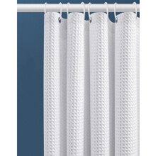 Waffle Shower Curtain 100x180CM (White), with Metal Rings, Shower C