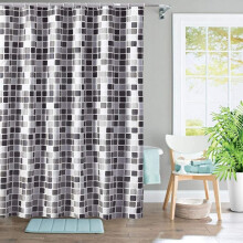 Tenda da doccia 200 x 200 cm per la casa, tenda da bagno a mosaico impermeabile e antimuffa, tenda da doccia in poliestere extra larga e extra lunga