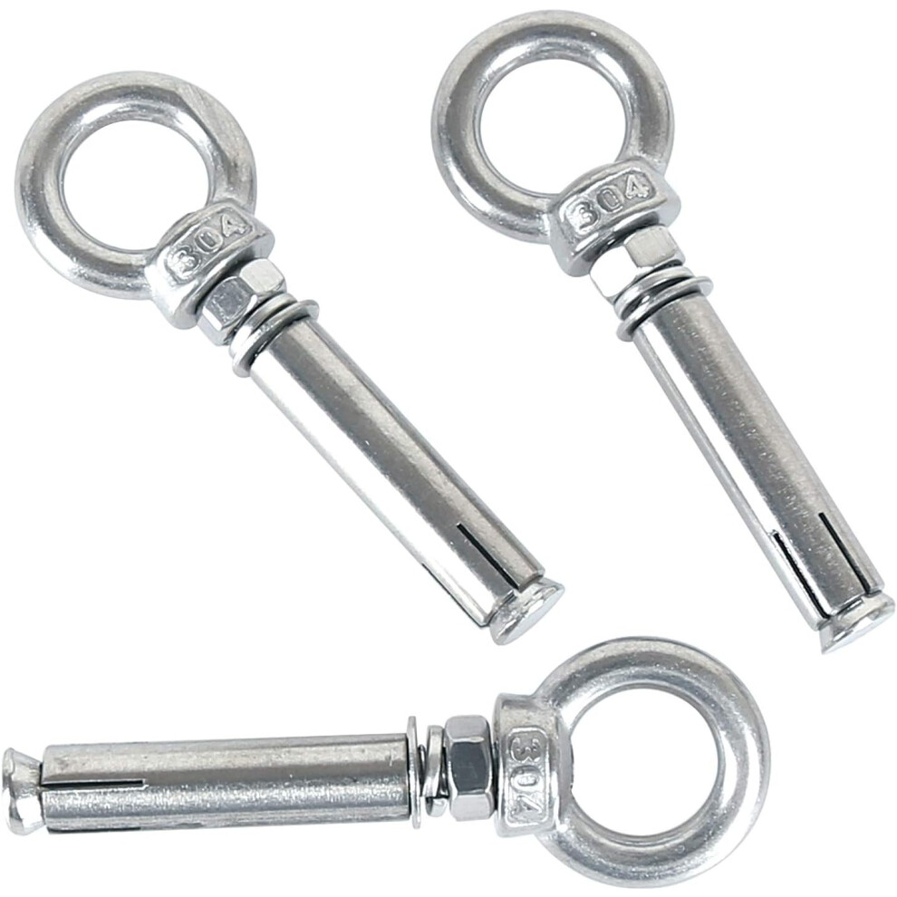 M8 X 100Mm Expansion Bolts Steel Sleeve Eye Bolt 304 Stainless Steel Concrete Expansion Anchor Eye Screw Plugs Bolts 5-Pack 9469042587244