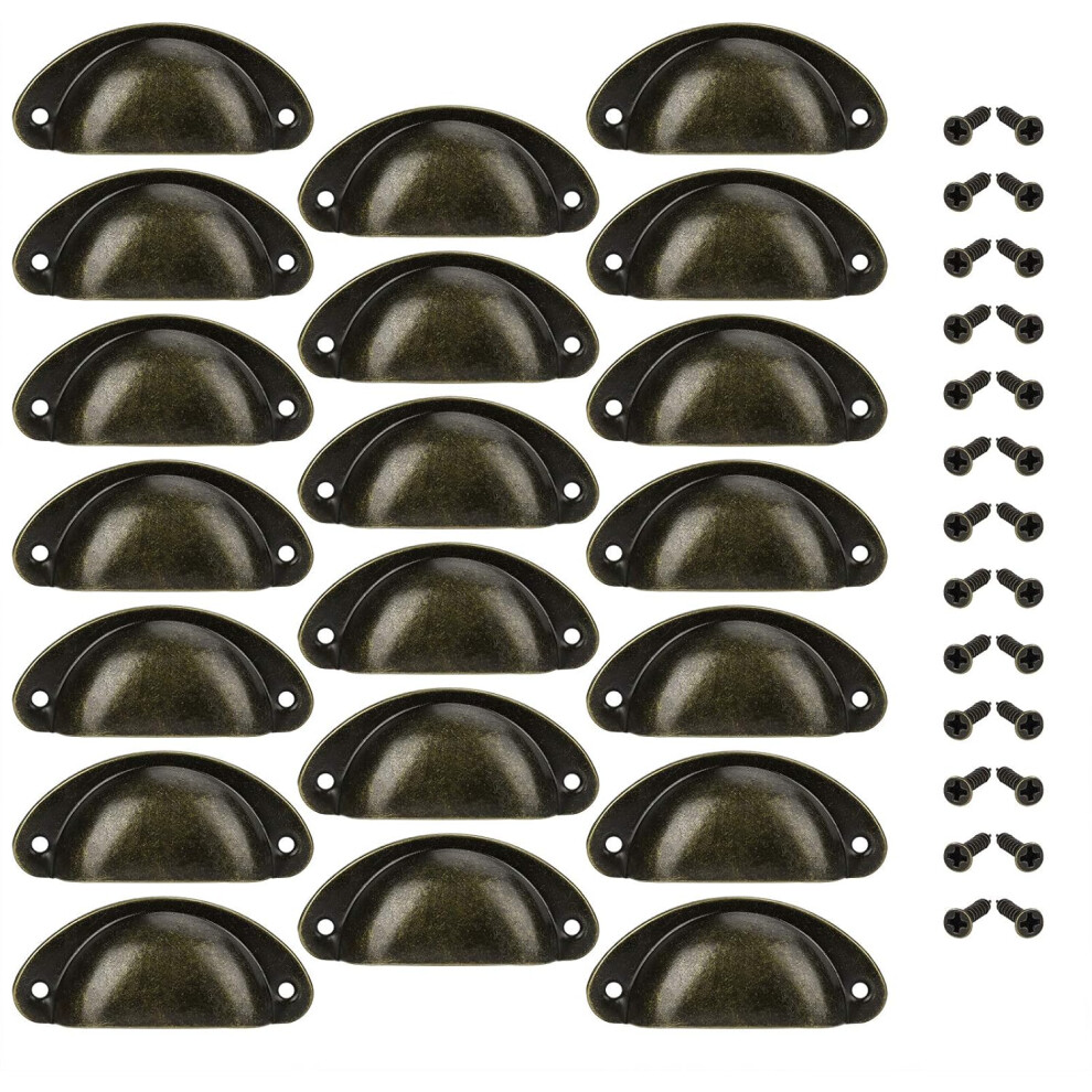 Drawer Handle Door Knob Shell Shape Handle Decoration Door Furniture Drawer Cabinet Cupboard With Screws 20 Pieces Bronze 9469042587336