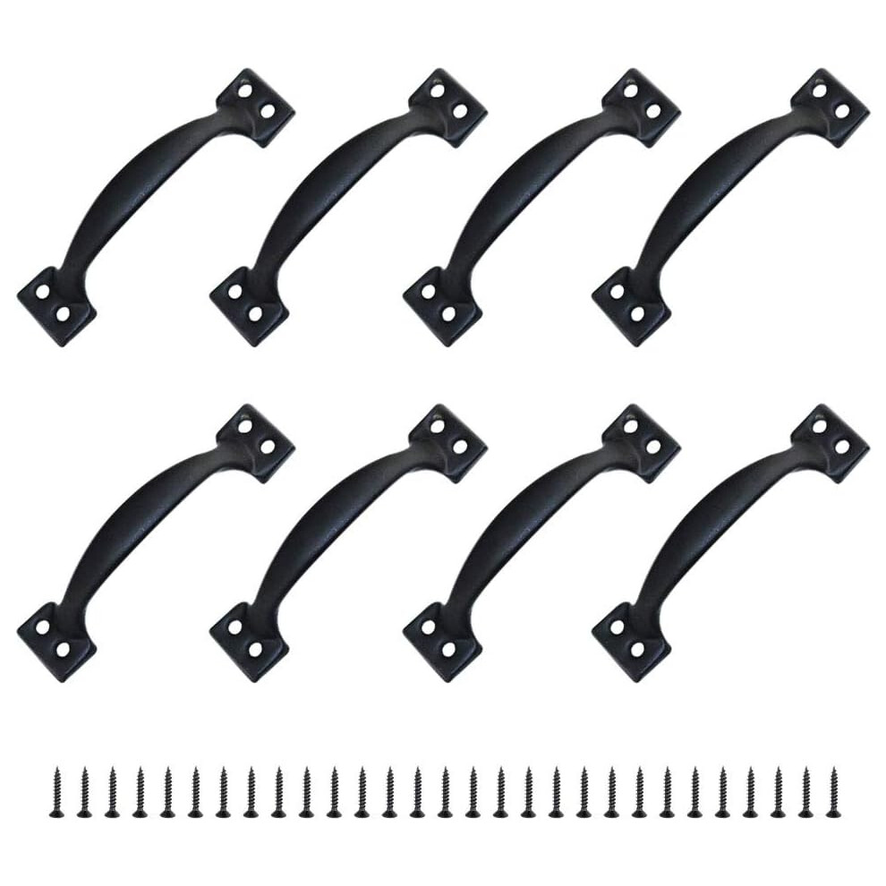 10Pcs Zinc Alloy Rustic Cabinet Handles Door Knobs Center To Center Pulls For Kitchen Barn Door Garden Shed (120Mm)-Black 9469042587404