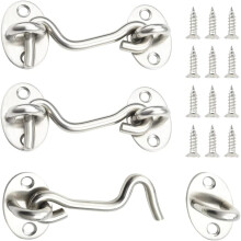 3pcs Door Window Locks with Latches and Bolts Silent Stainless Steel Silver