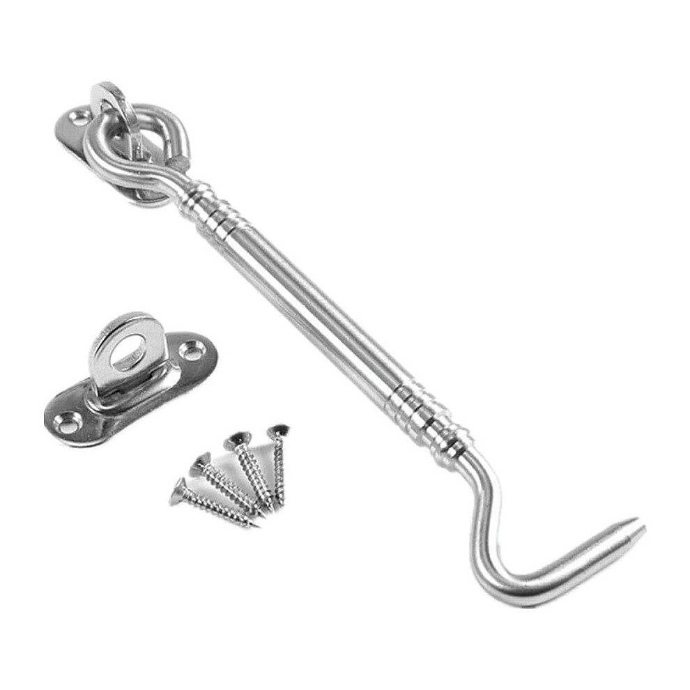 Cabin Hook, Gate Latch 6 Inch Stainless Steel Eye Shed Gate Latch For Shed Door Garage Door Windows Cabin 9469042587732