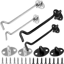 4PCS Stainless Steel Door Catch Hook Cabin Shed Gate Latch Lock for Sliding Barn Door Window(110mm/155mm)